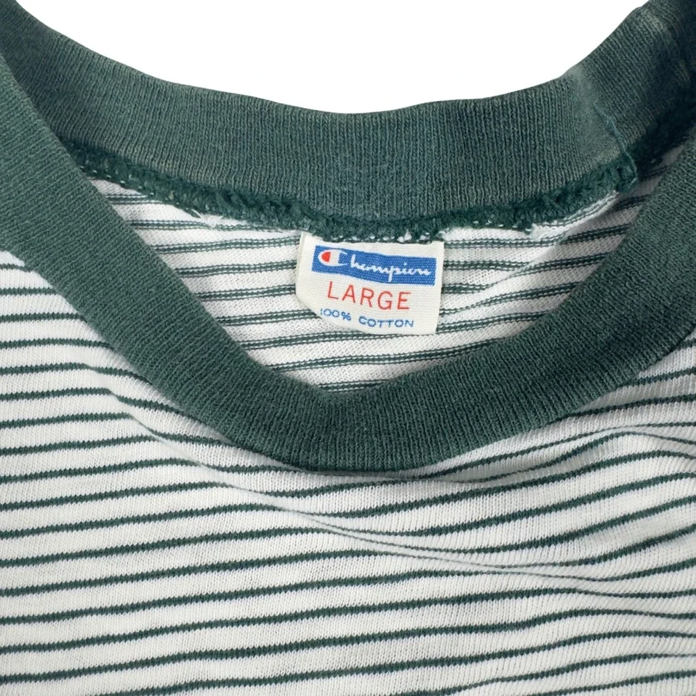 Vtg 60s Champion Stetson University Striped Ringer Tee Men's L Green USA - Picture 7 of 11